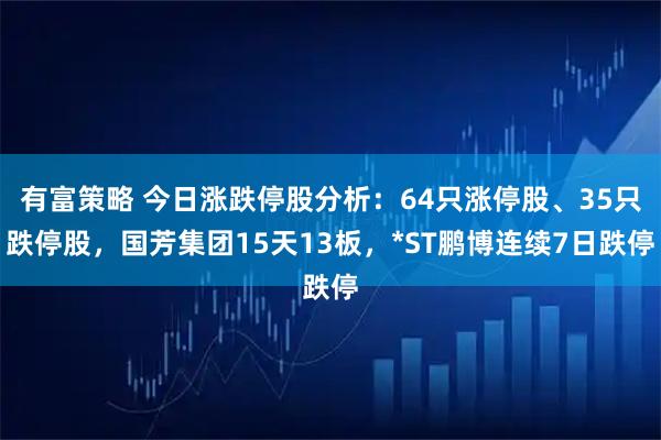 有富策略 今日涨跌停股分析：64只涨停股、35只跌停股，国芳集团15天13板，*ST鹏博连续7日跌停