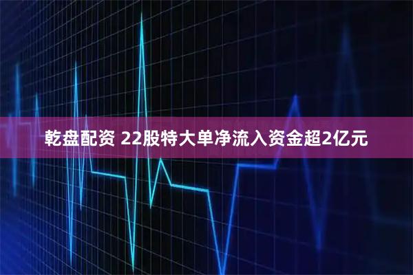 乾盘配资 22股特大单净流入资金超2亿元